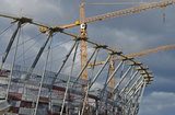 Sports stadium under construction. Warsaw  Stadion Fototapeta