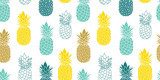 Świeże, niebieskie, żółte ananasy Powtórz Pattrern w Tapety Do jadalni Tapeta