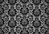 Tapeta w stylu baroku. . Czarno-szary ornament Styl Barokowy Tapeta