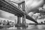 The Manhattan Bridge, New York City. Awesome wideangle upward vi Mosty Obraz