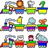 Wesołe zwierzęta w kolorywych wagonikach Plakaty do Pokoju dziecka Plakat