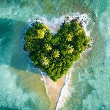 Tropical island in a heart shape viewed from above Fototapety do Łazienki Fototapeta