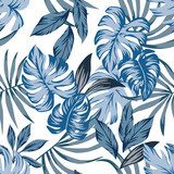 tropikalne niebieskie liście Tapety Do przedpokoju Tapeta