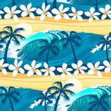 Tropikalne surfowanie z palmami Tapety Pory roku Tapeta