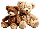 Two teddy bears together. Kids toys. Isolated on a transparent background. KI. Obrazy do Pokoju Dziecka Obraz