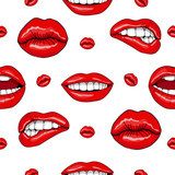 Usta w stylu retro pop-art Styl Glamour Tapeta