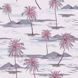 Vintage piękny krajobraz wyspy z kolorowymi palmami, Tapety Krajobrazy Tapeta