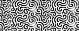 Wavy and swirled brush strokes seamless pattern. Thick and bold texture curved lines. Abstract art background in Memphis style. Geometric grunge pattern with swashes. Brush drawn swirled lines. Fototapety Graffiti Fototapeta