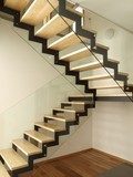 Well designed wood and glass stairs  Schody Fototapeta