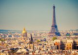 Wieża Eiffla z panoramą Paryża  Fototapety Wieża Eiffla Fototapeta