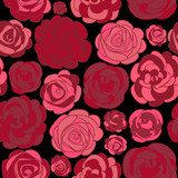 Wzór z czerwonych róż na czarnym tle
 Rysunki kwiatów Fototapeta