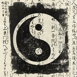 Yin i Yang w monochromacie Orientalne Fototapeta