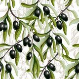 z czarnymi gałązkami oliwek. ilustracja. Tapety Owoce i Warzywa Tapeta