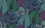 z kompozycjami ręcznie rysowane roślin tropikalnych Tapety Do jadalni Tapeta