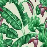 z liśćmi bananowca. Dekoracyjny obraz tropikalnych Tapety Natura Tapeta