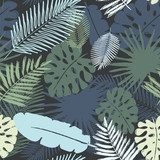z tropikalnymi liśćmi. ilustracja malowane pędzlem Tapety Natura Tapeta