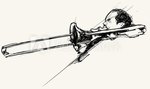 trombone player  Drawn Sketch Fototapeta