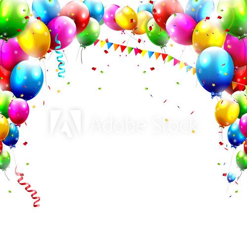 Birthday balloons isolated on white background  Fototapety do Przedszkola Fototapeta