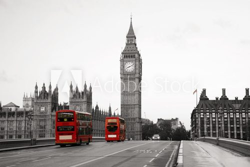 Big Ben i Czerwone autobusy Architektura Fototapeta
