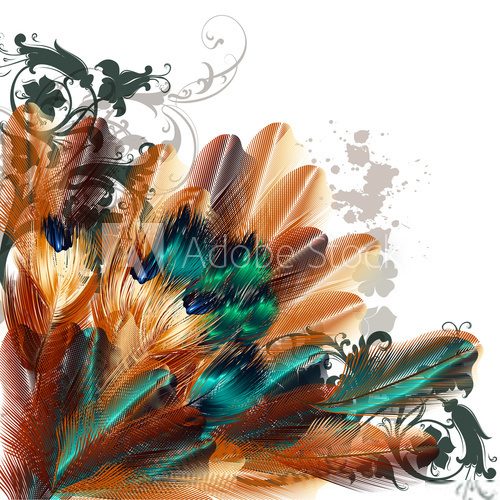 Beautiful vector background with colorful ferns  Zwierzęta Fototapeta