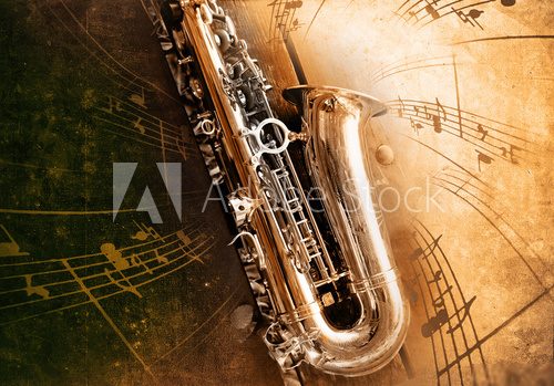 Old Saxophone with dirty background  Muzyka Obraz
