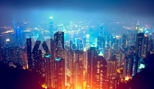 Hong Kong Night View  Miasta Obraz