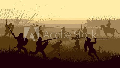 Abstract illustration of medieval battle.  Ludzie Obraz
