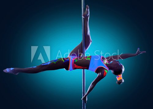 Image of amazing skinny girl dancing on pole  Sport Fototapeta