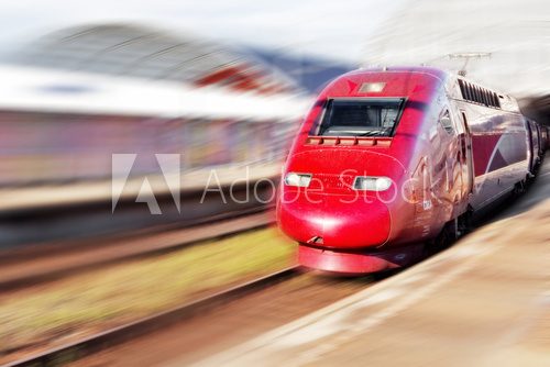 Modern Fast Passenger Train. Motion effect  Pojazdy Fototapeta
