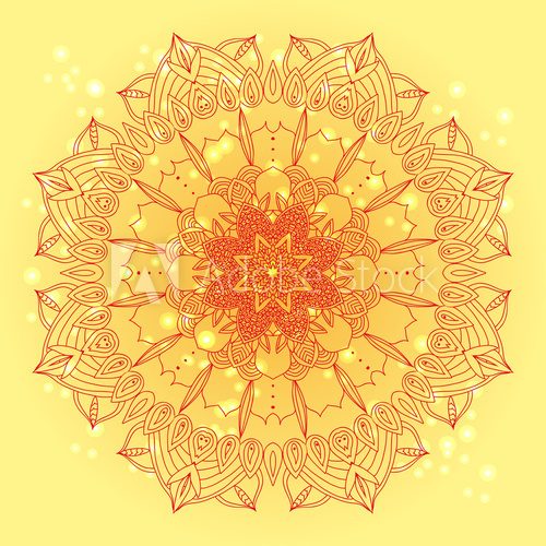 vector delicate lace round floral pattern  Orientalne Fototapeta