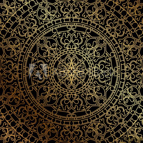 Vector black background with gold oriental ornament  Orientalne Fototapeta