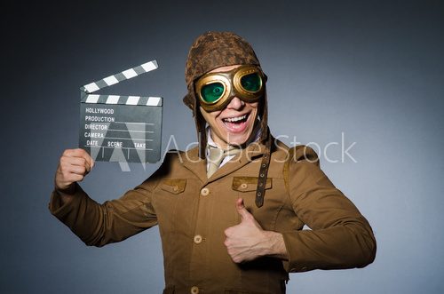 Funny pilot with goggles and helmet  Ludzie Plakat