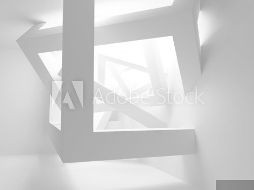 Abstract white room 3d interior with cubes in the corner  Fototapety 3D Fototapeta