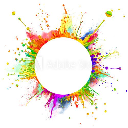 Colored paint splashes in round shape  Na sufit Naklejka