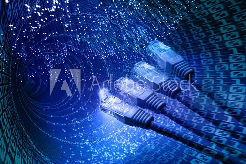 Network cable  binary fiber otics backgound  Optycznie Powiększające Fototapeta