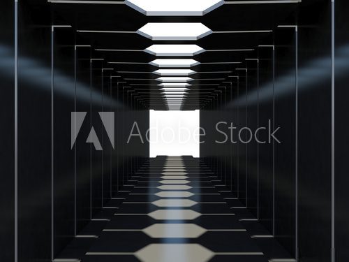 Futuristic dark corridor  Optycznie Powiększające Fototapeta