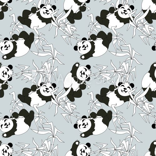 Pandas seamless pattern  Orientalne Fototapeta