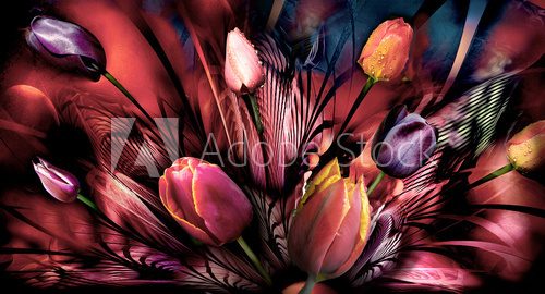 tulips abstrackt  Plakaty do Sypialni Plakat