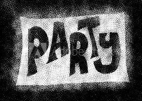 Party music word background and texture, black and white  Plakaty dla Nastolatka Plakat