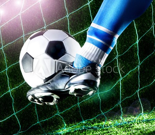 Foot kicking soccer ball  Sport Plakat