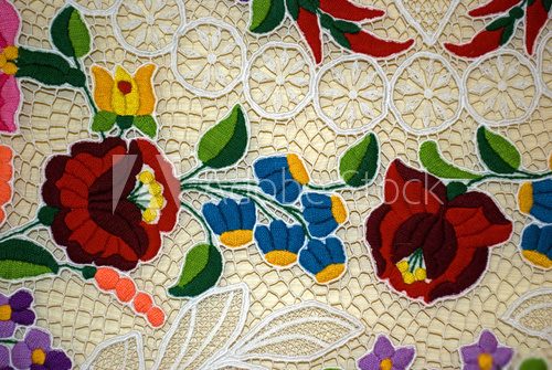 Hungarian "Kalocsa" embroidery  Folklor Fototapeta