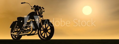 Motobike sunset - 3D render  Pojazdy Fototapeta
