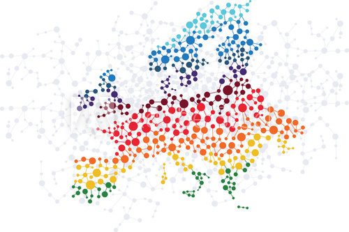 Europe abstract background with dot connection vector  Mapa Świata Fototapeta
