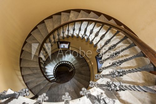 spiral staircase Tercesi castle  Schody Fototapeta
