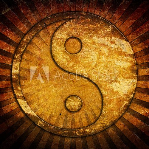 Grunge yin yang symbol  Orientalne Fototapeta