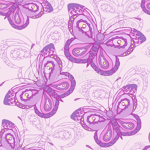Seamless pattern with butterflies. Colorful background.  Motyle Fototapeta
