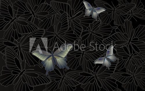 Desktop wallpaper - background with butterflies  Motyle Fototapeta