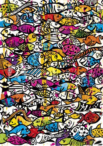 Fish Doodle  Fototapety Komiks Fototapeta