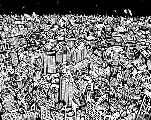 Future City IV  Fototapety Komiks Fototapeta