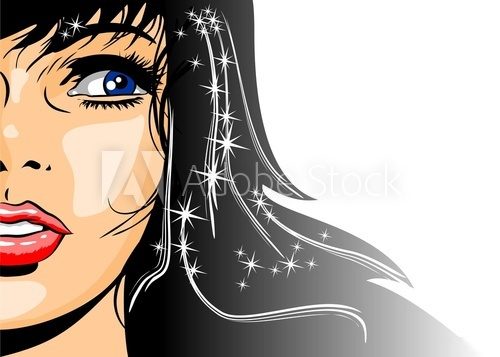 Illustration of brunette woman  Fototapety Komiks Fototapeta